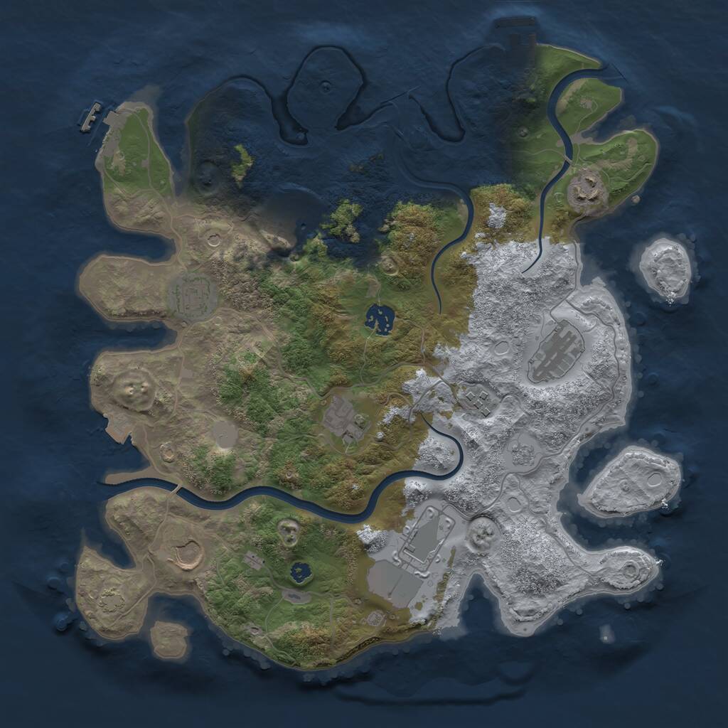Rust Map: Procedural Map, Size: 3650, Seed: 9228057, 15 Monuments