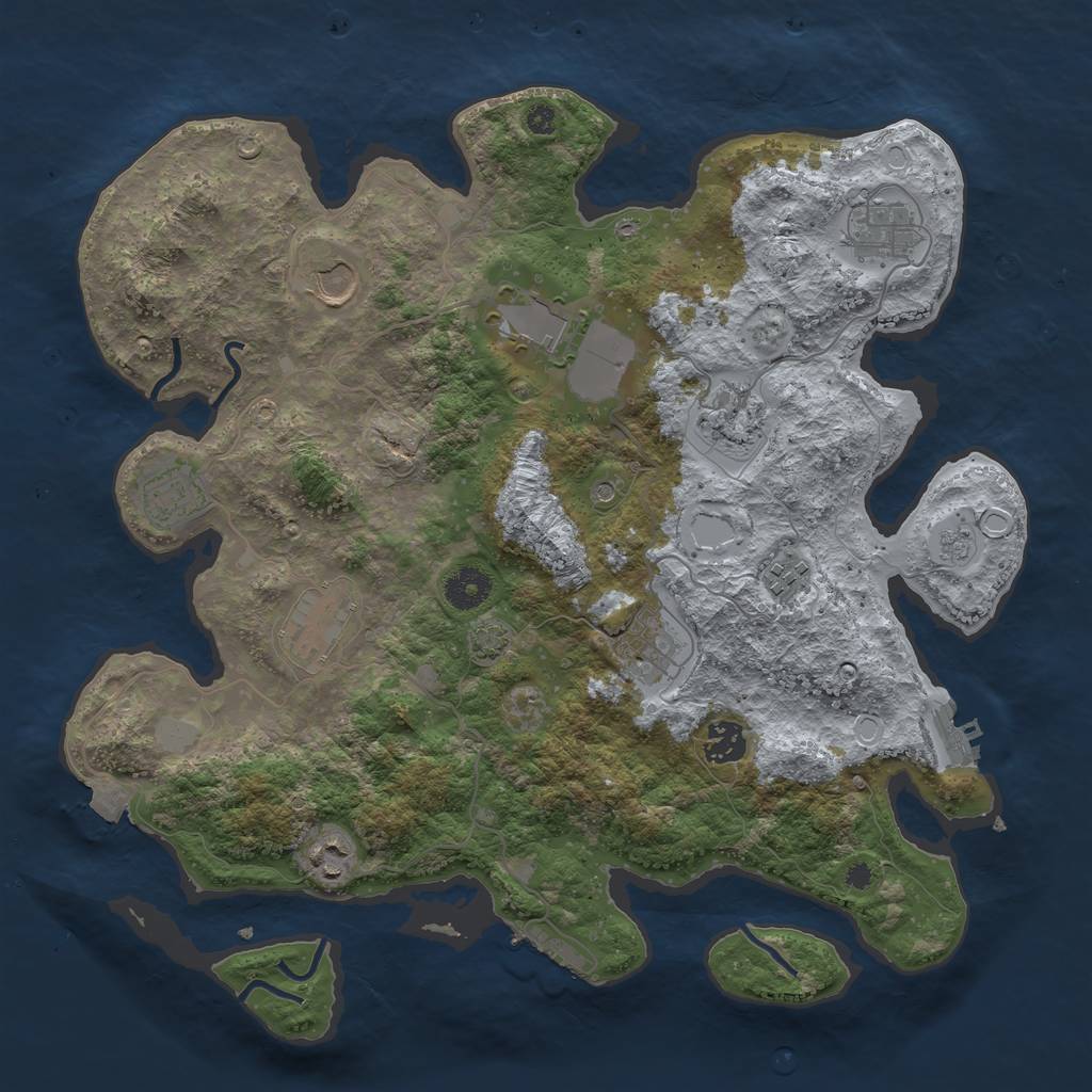 Rust Map: Procedural Map, Size: 3750, Seed: 21166119, 18 Monuments