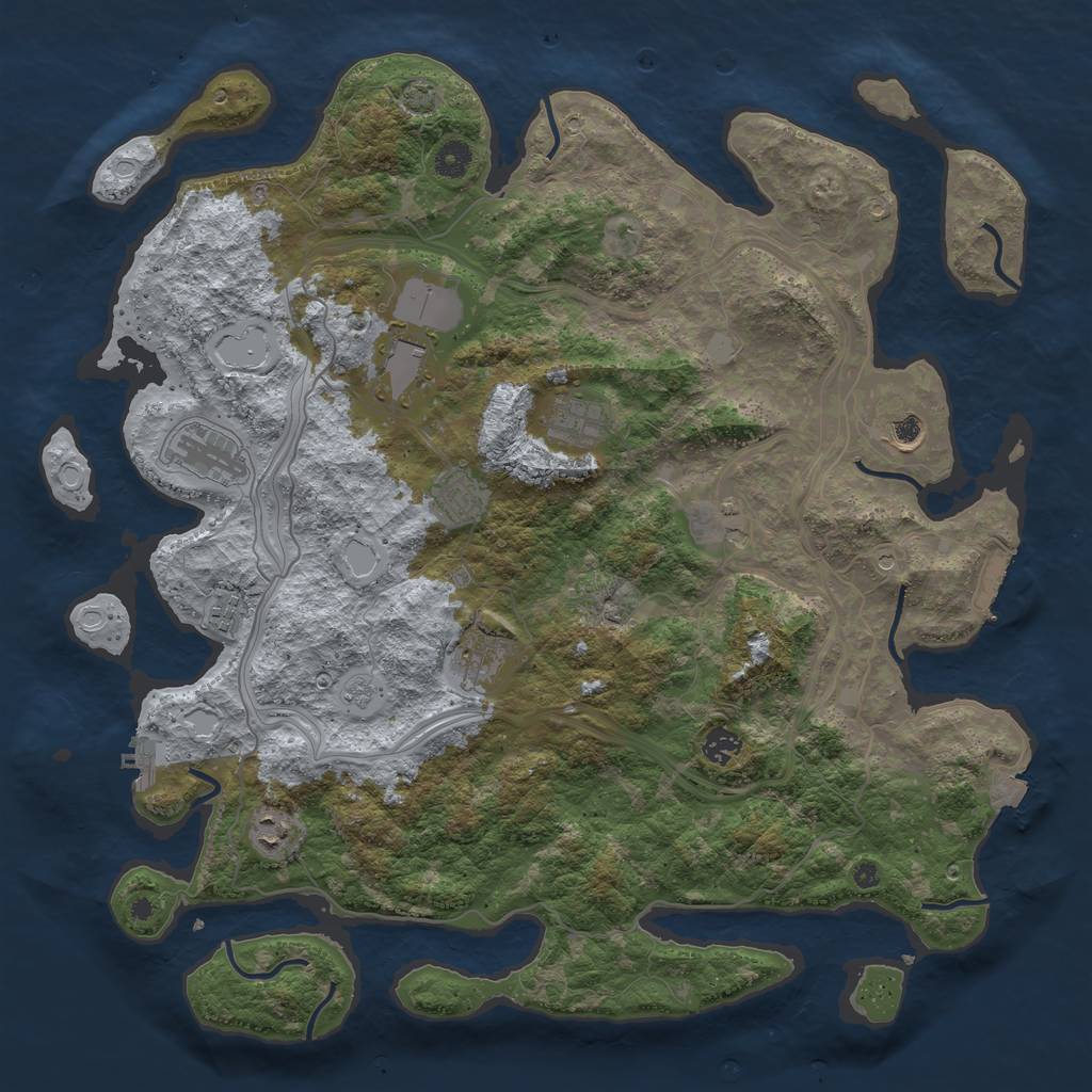 Rust Map: Procedural Map, Size: 4400, Seed: 32027200, 18 Monuments