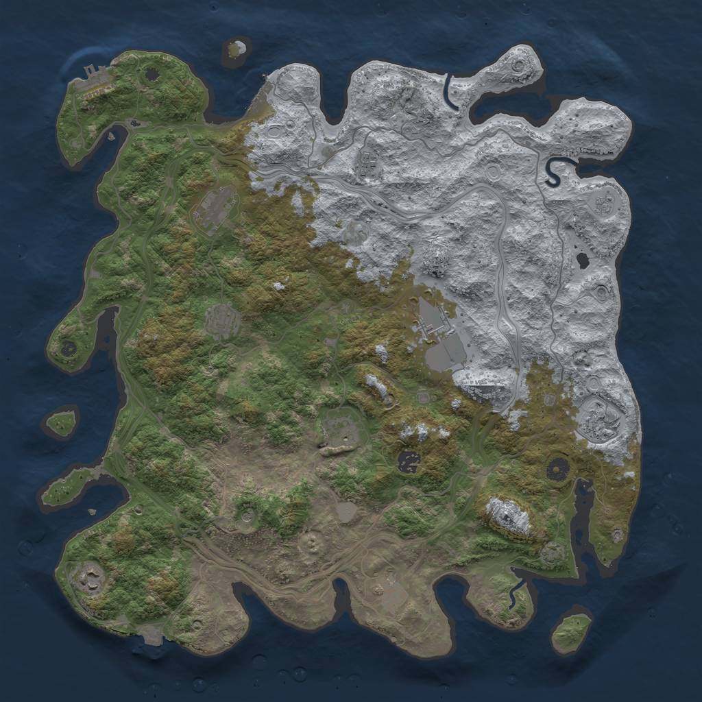 Rust Map: Procedural Map, Size: 4500, Seed: 953981202, 17 Monuments