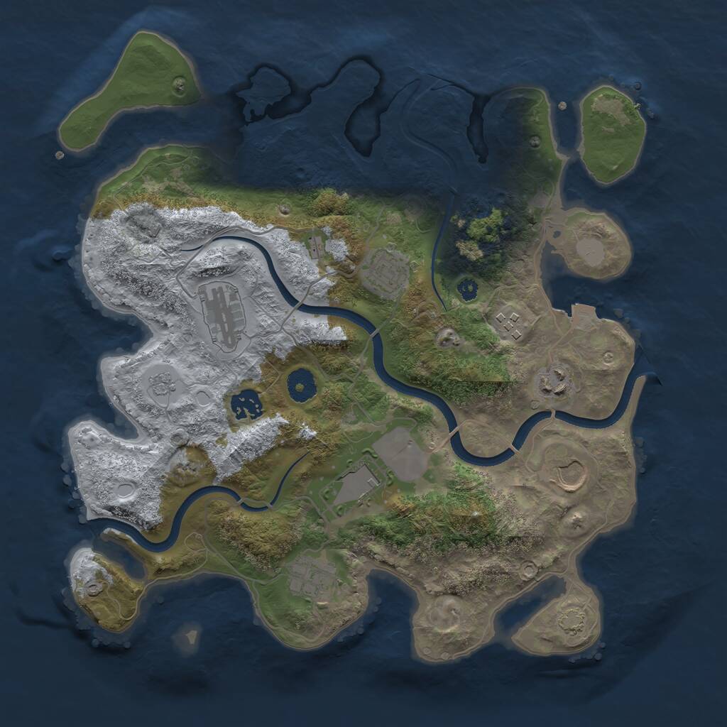 Rust Map: Procedural Map, Size: 3500, Seed: 1924879375, 11 Monuments