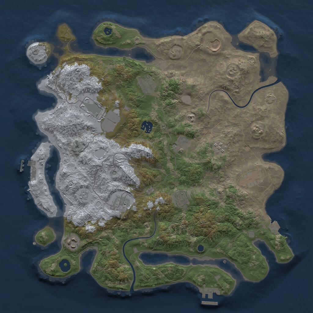 Rust Map: Procedural Map, Size: 3950, Seed: 56958026, 16 Monuments