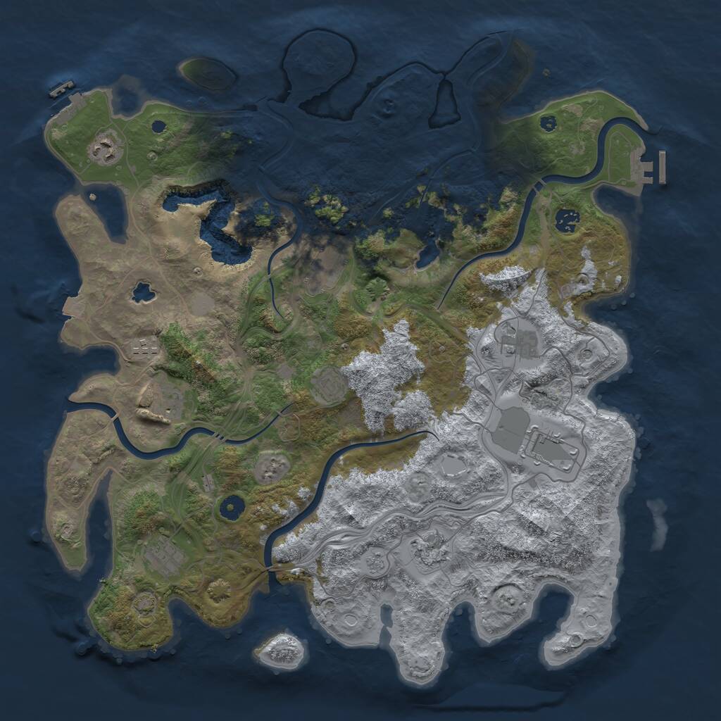 Rust Map: Procedural Map, Size: 4400, Seed: 49088004, 16 Monuments