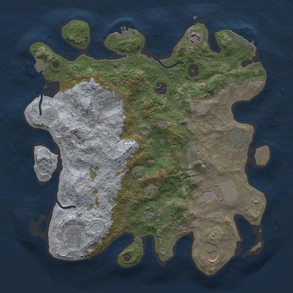 Rust Map: Procedural Map, Size: 3650, Seed: 78370721, 18 Monuments