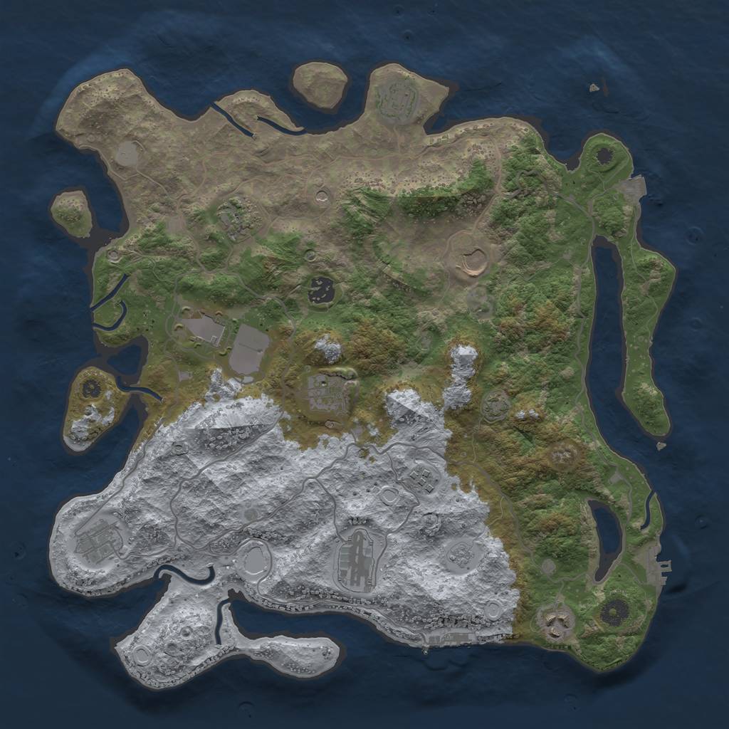 Rust Map: Procedural Map, Size: 4000, Seed: 66236, 18 Monuments
