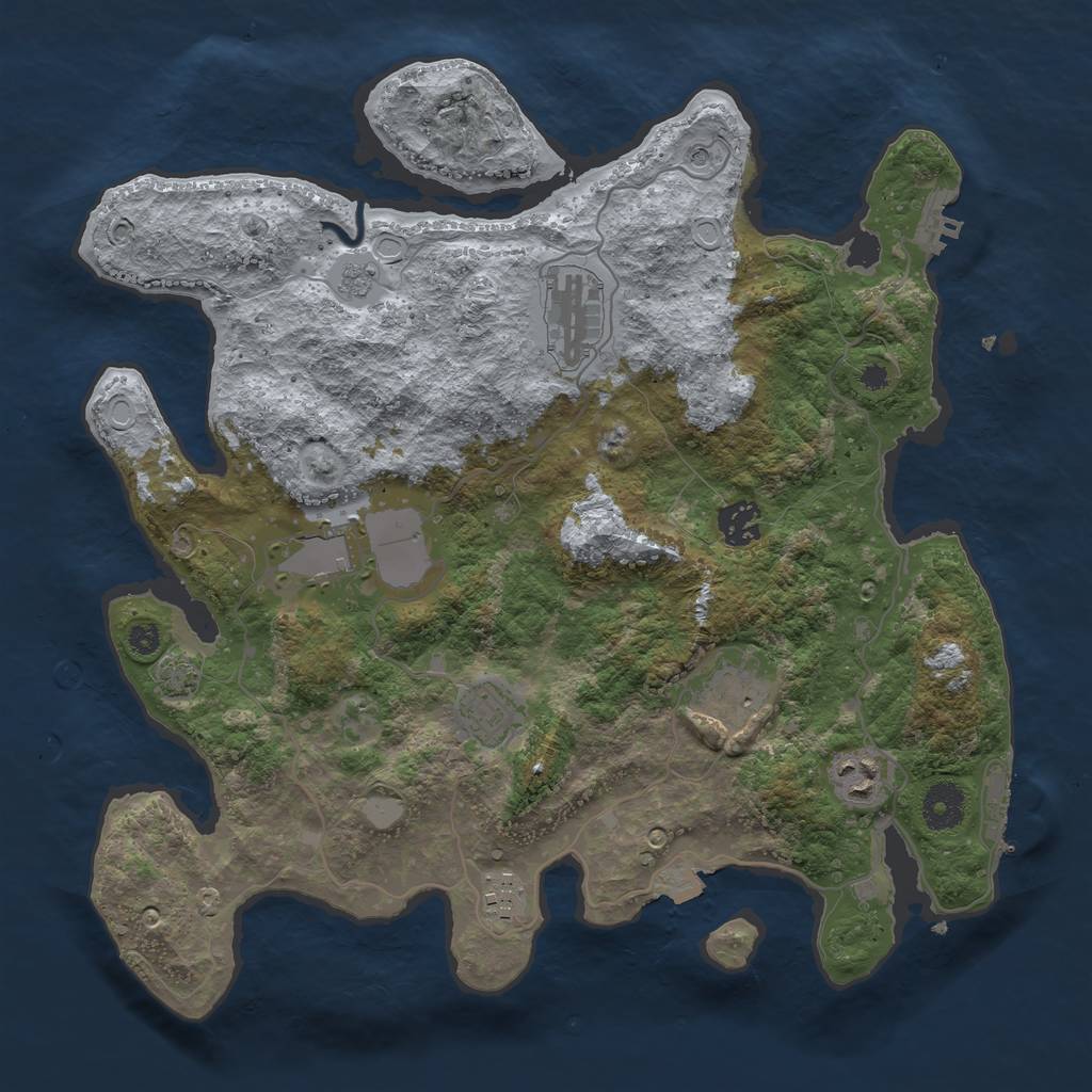 Rust Map: Procedural Map, Size: 3600, Seed: 27049, 15 Monuments