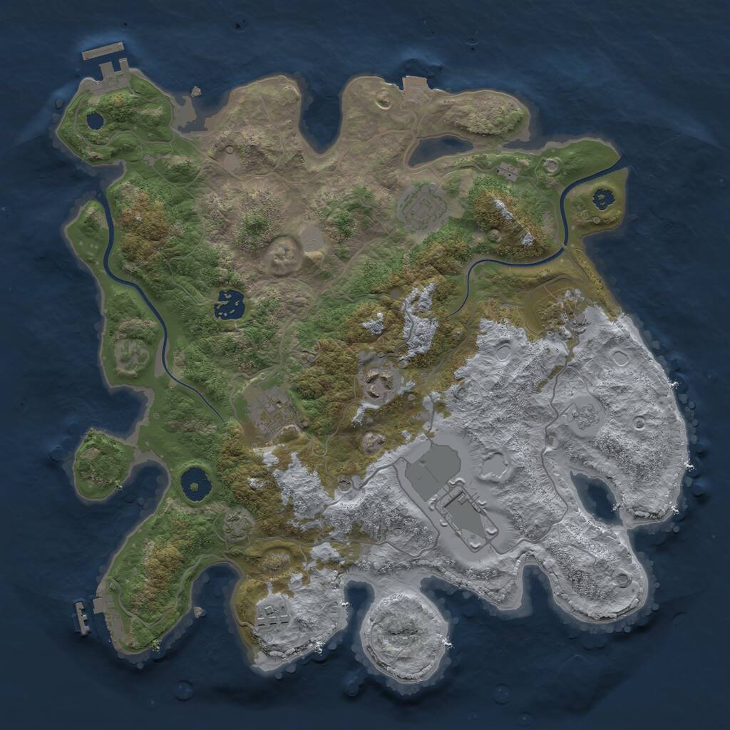 Rust Map: Procedural Map, Size: 3500, Seed: 340617008, 13 Monuments