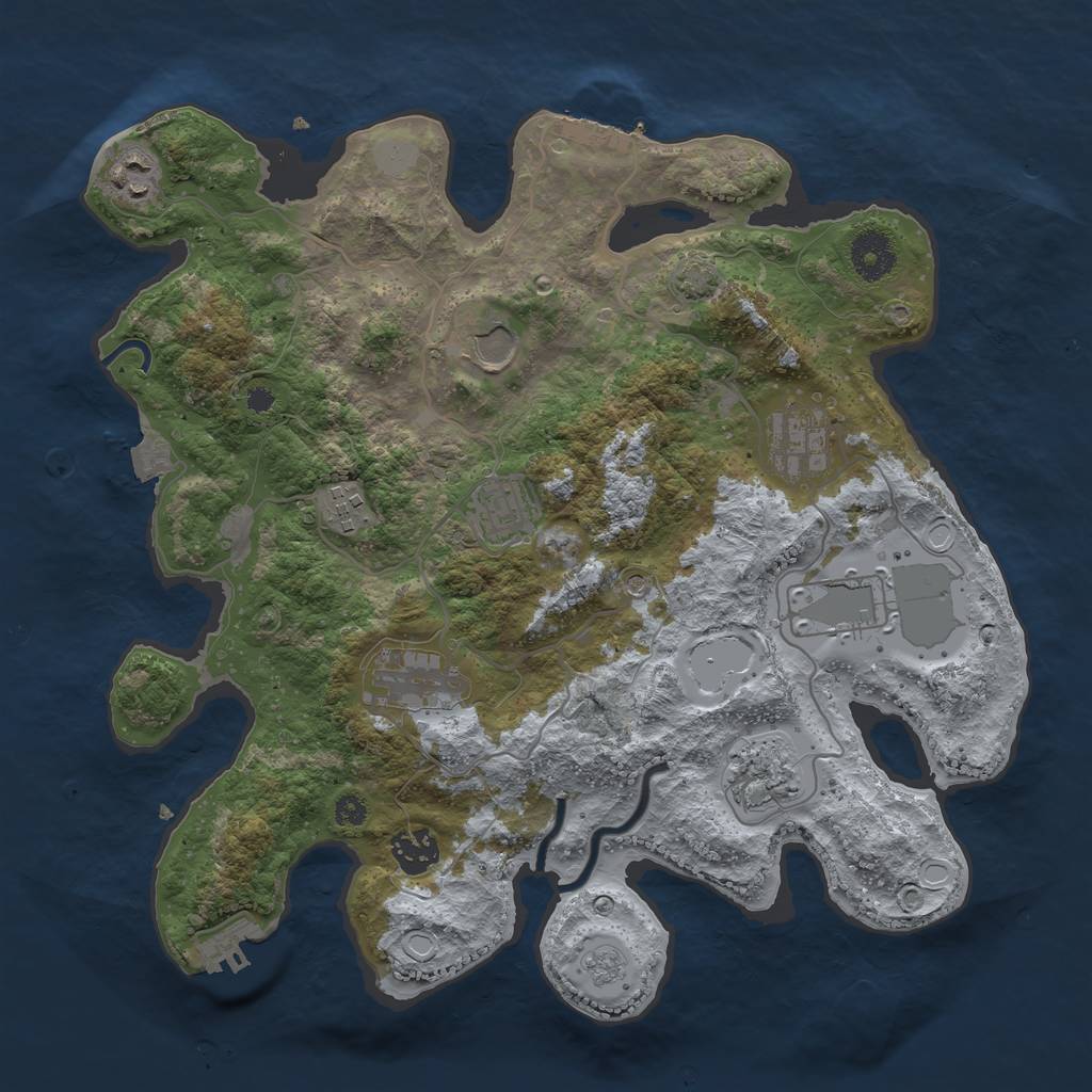 Rust Map: Procedural Map, Size: 3500, Seed: 340617008, 17 Monuments