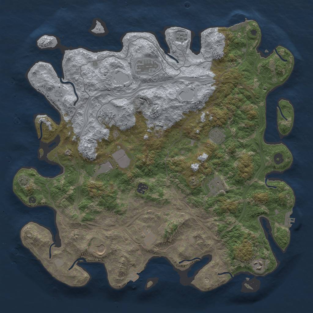 Rust Map: Procedural Map, Size: 4400, Seed: 83774481, 18 Monuments