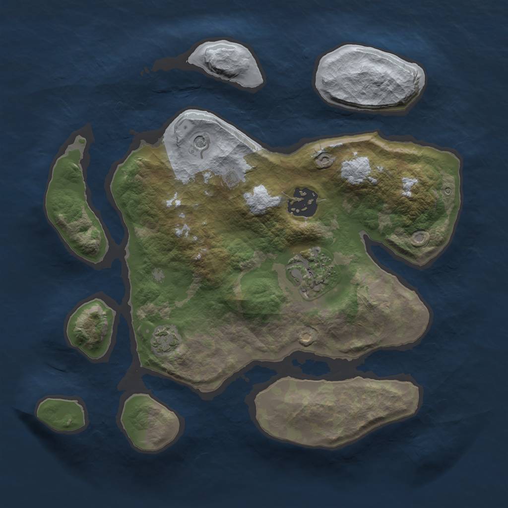 Rust Map: Barren, Size: 2500, Seed: 925719597, 6 Monuments