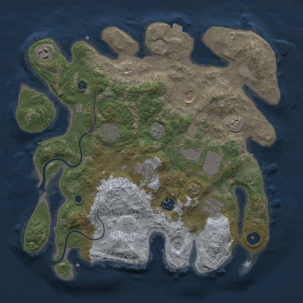 Rust Map: Procedural Map, Size: 3500, Seed: 900710508, 12 Monuments
