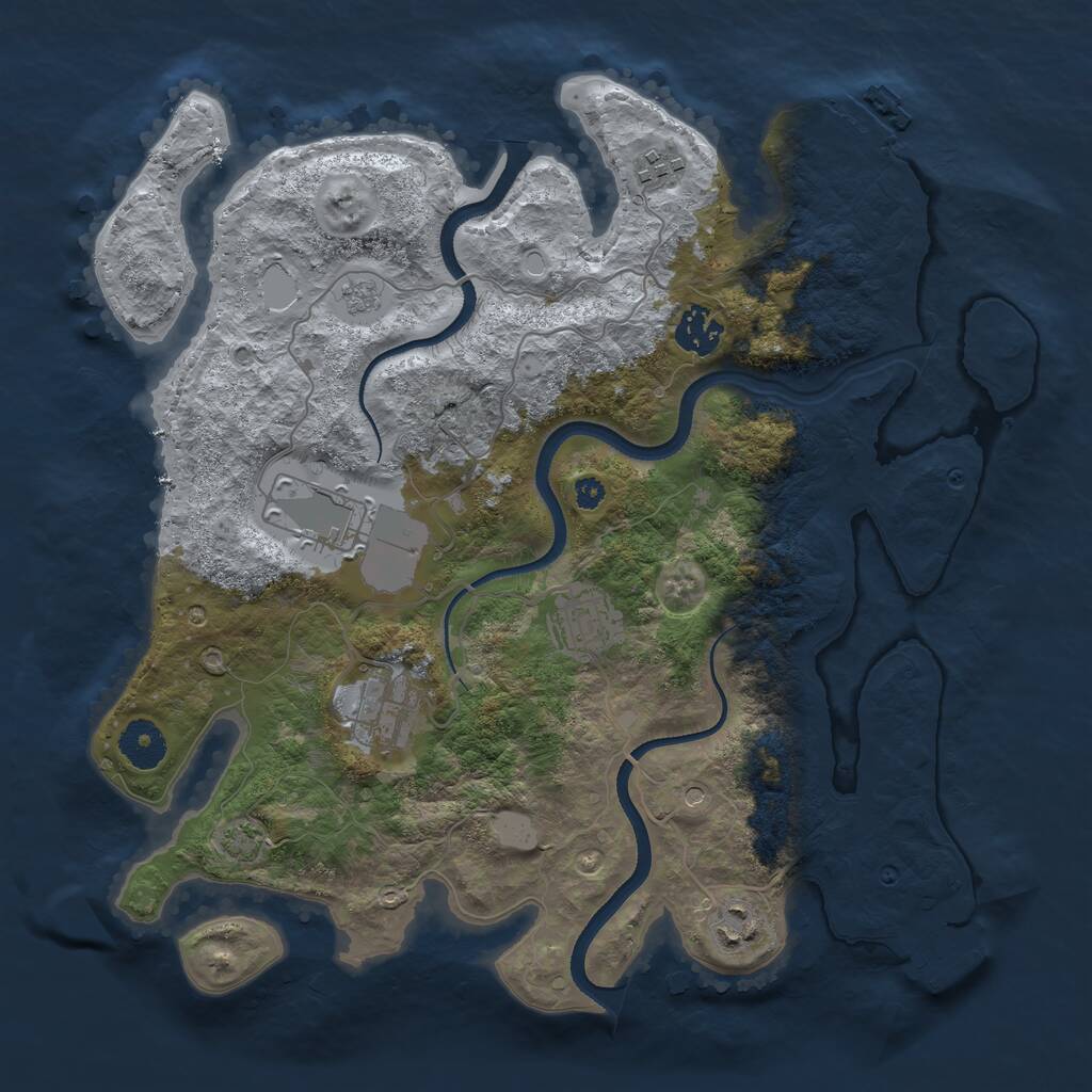 Rust Map: Procedural Map, Size: 3500, Seed: 83875327, 12 Monuments