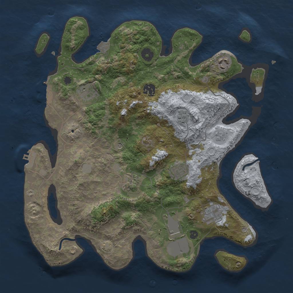Rust Map: Procedural Map, Size: 3500, Seed: 39754012, 16 Monuments