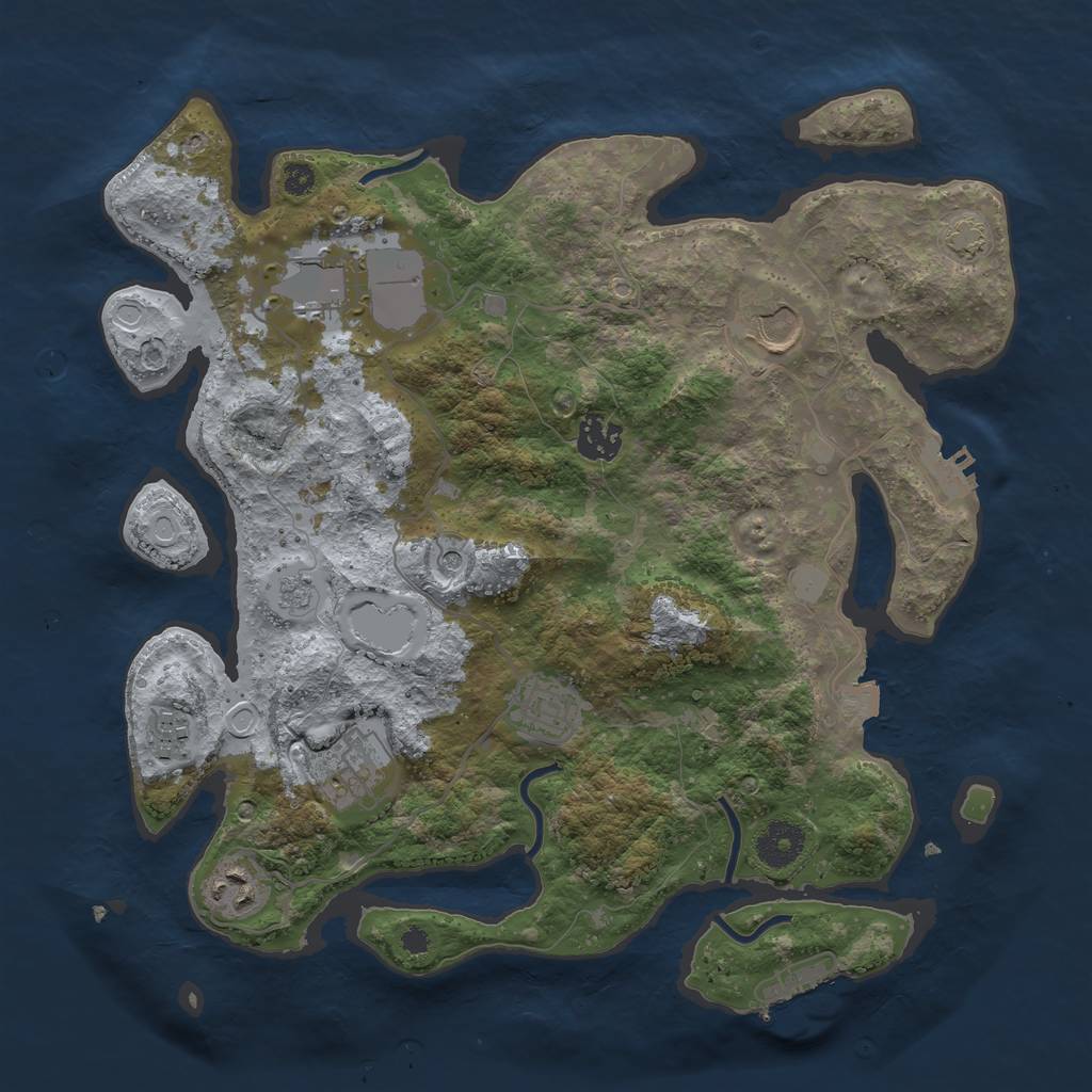 Rust Map: Procedural Map, Size: 3500, Seed: 24672460, 15 Monuments