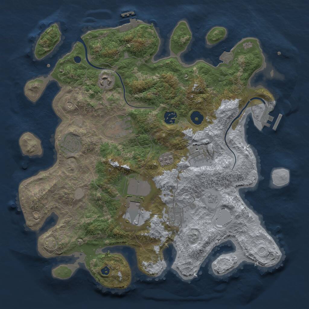 Rust Map: Procedural Map, Size: 3600, Seed: 1353469887, 14 Monuments