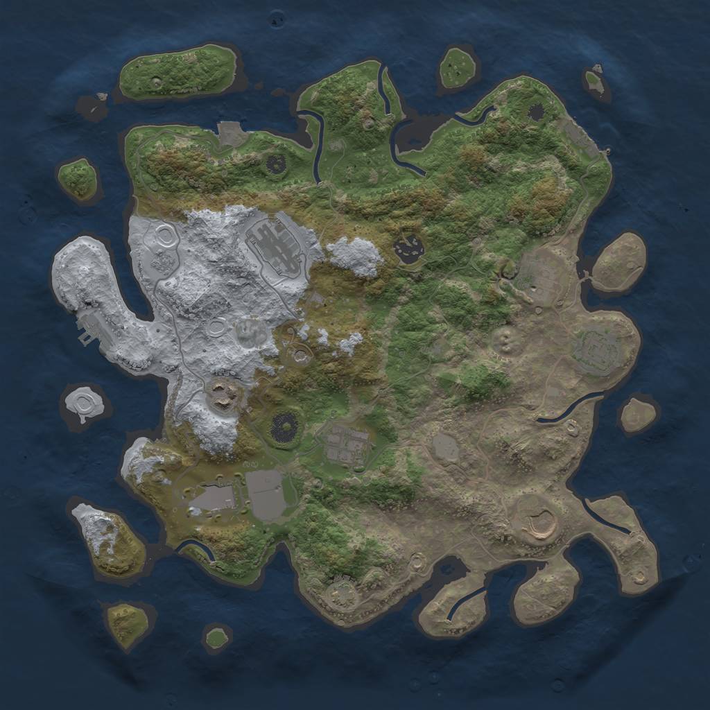 Rust Map: Procedural Map, Size: 3650, Seed: 16163638, 16 Monuments