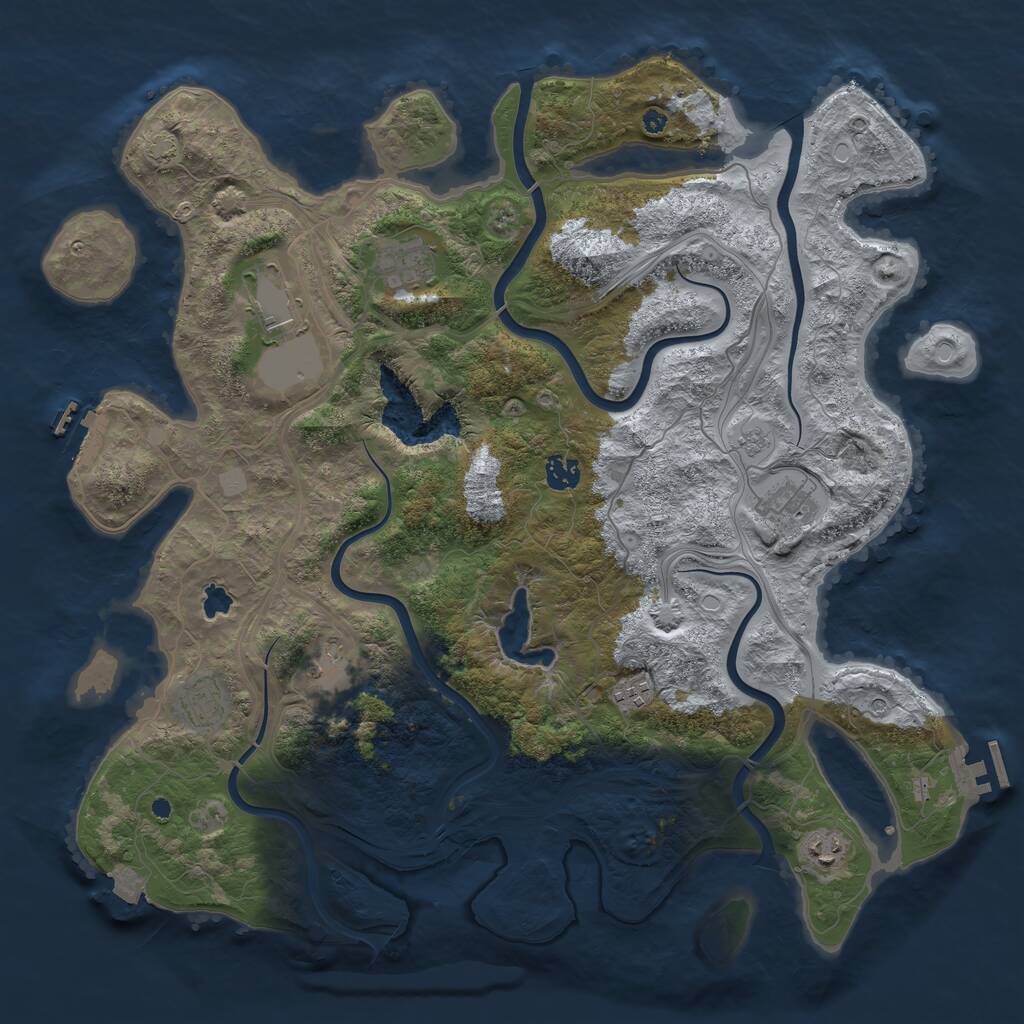 Rust Map: Procedural Map, Size: 4300, Seed: 1110698076, 14 Monuments