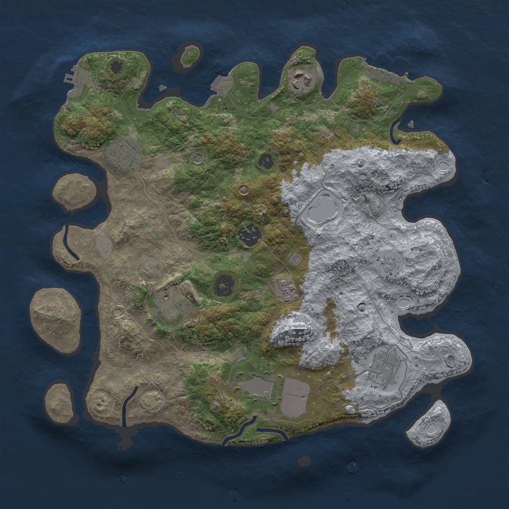 Rust Map: Procedural Map, Size: 3500, Seed: 45101988, 15 Monuments