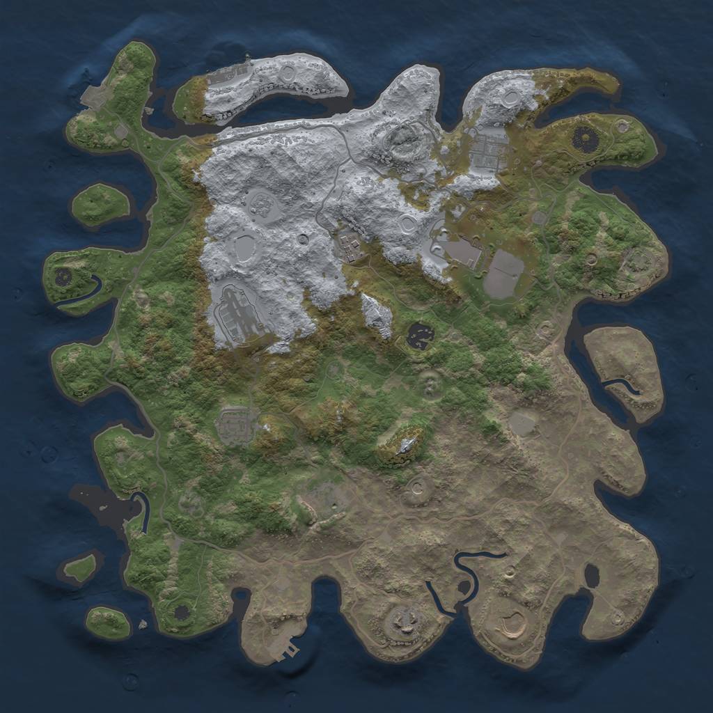 Rust Map: Procedural Map, Size: 4000, Seed: 356777, 17 Monuments