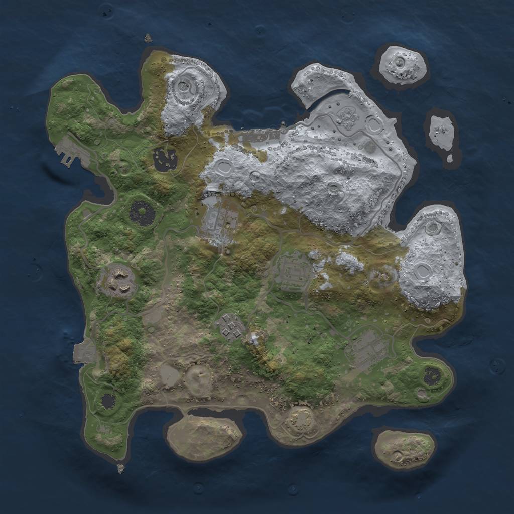 Rust Map: Procedural Map, Size: 3000, Seed: 1295688857, 14 Monuments