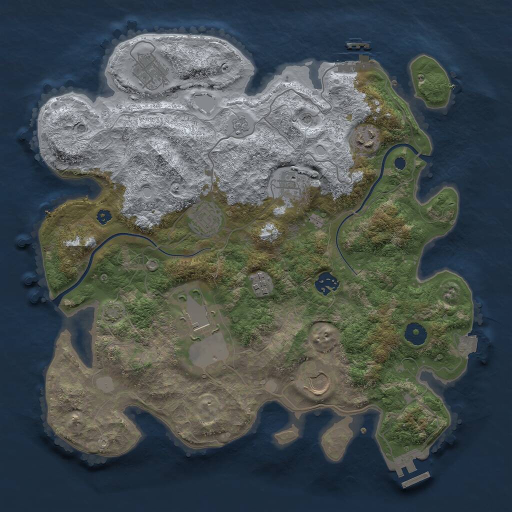 Rust Map: Procedural Map, Size: 3500, Seed: 257380646, 14 Monuments