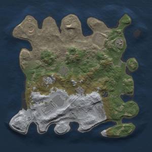 Thumbnail Rust Map: Barren, Size: 3500, Seed: 58732156, 13 Monuments