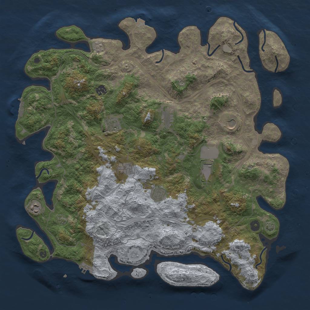 Rust Map: Procedural Map, Size: 4500, Seed: 845873600, 17 Monuments