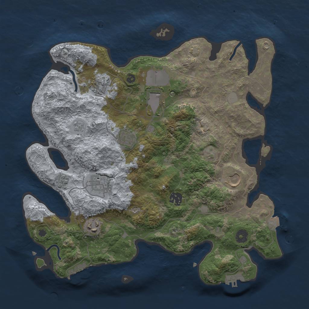 Rust Map: Procedural Map, Size: 3500, Seed: 1153928696, 16 Monuments