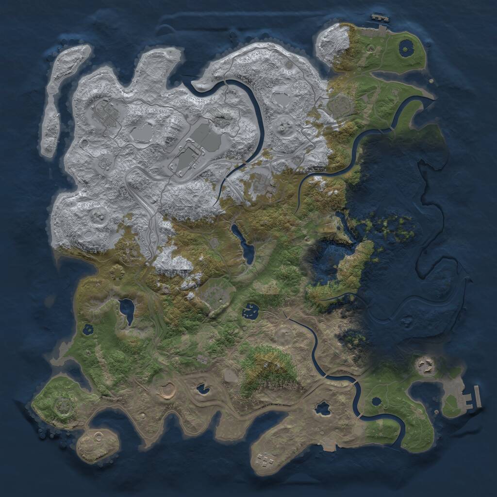 Rust Map: Procedural Map, Size: 4500, Seed: 838990106, 16 Monuments