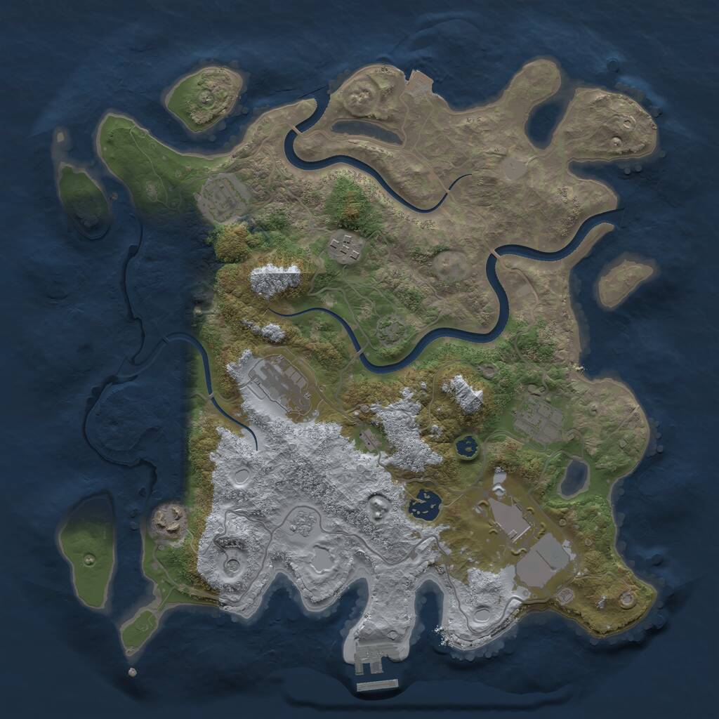 Rust Map: Procedural Map, Size: 3500, Seed: 1394904756, 12 Monuments