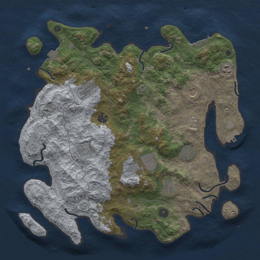 Rust Map: Procedural Map, Size: 4000, Seed: 323478228, 16 Monuments