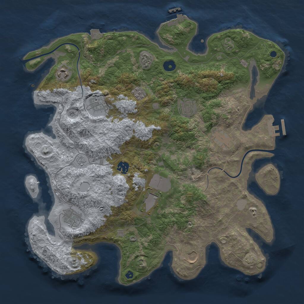 Rust Map: Procedural Map, Size: 3850, Seed: 1670301377, 15 Monuments