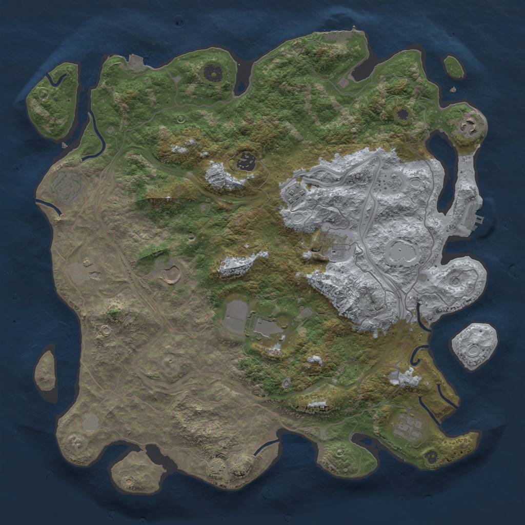 Rust Map: Procedural Map, Size: 4250, Seed: 1286207502, 17 Monuments