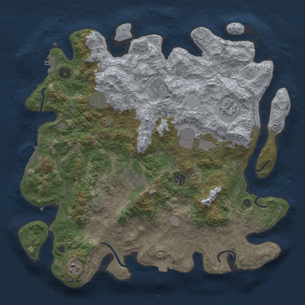 Rust Map: Procedural Map, Size: 4000, Seed: 53509, 16 Monuments