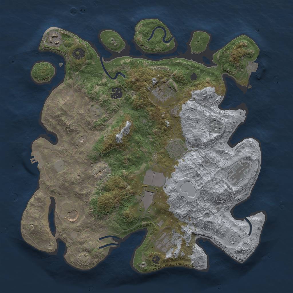Rust Map: Procedural Map, Size: 3600, Seed: 72459889, 16 Monuments