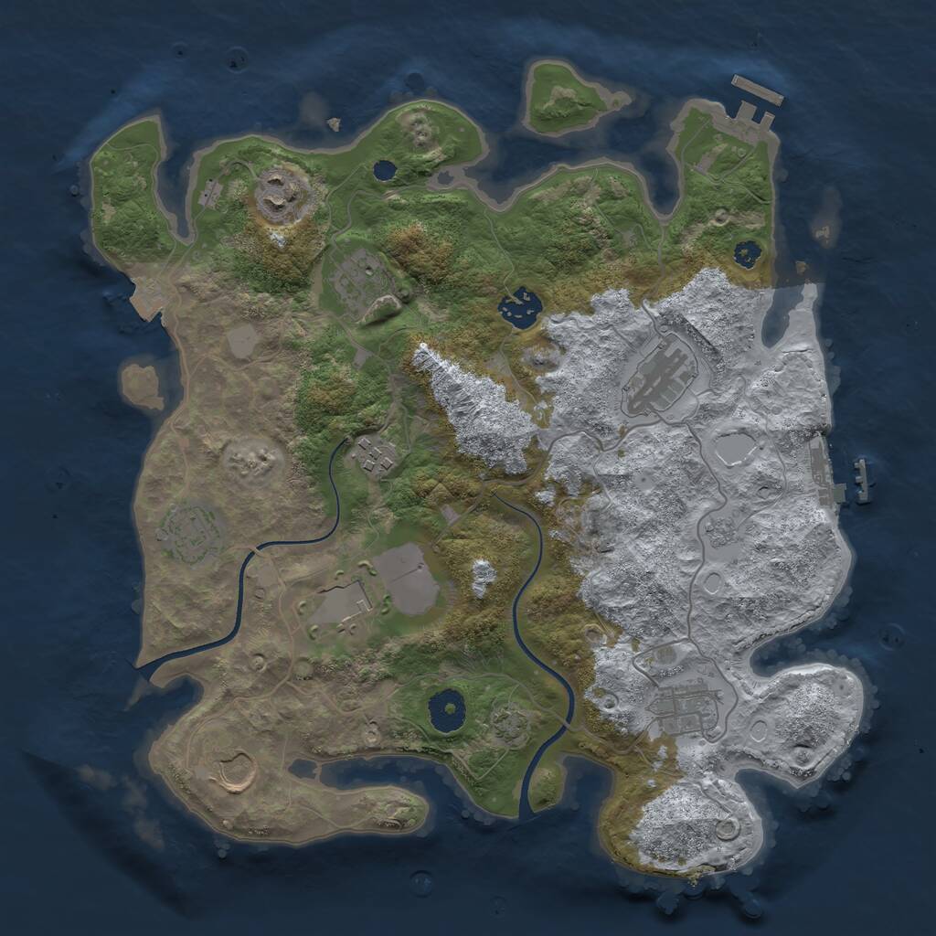 Rust Map: Procedural Map, Size: 3500, Seed: 1794937023, 14 Monuments