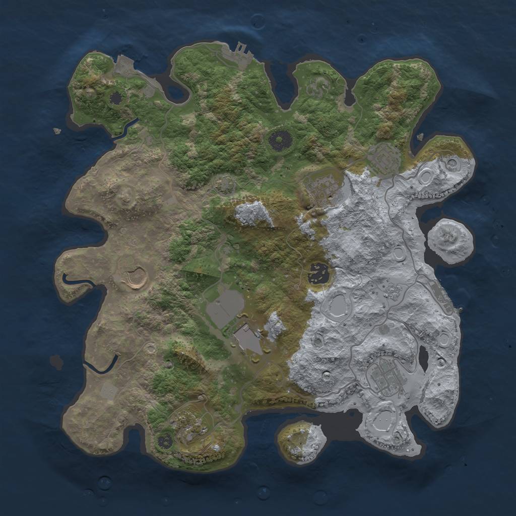 Rust Map: Procedural Map, Size: 3500, Seed: 1802309964, 15 Monuments