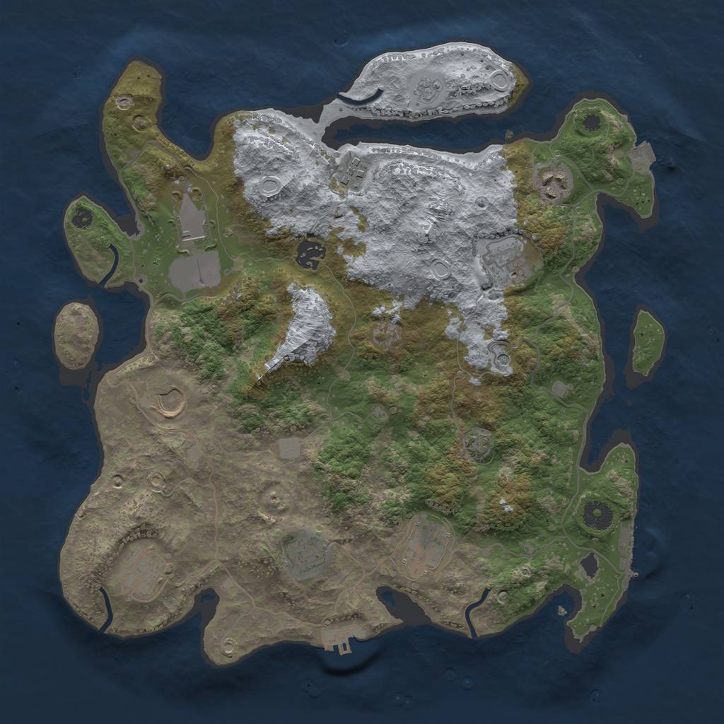 Rust Map: Procedural Map, Size: 3700, Seed: 86454553, 17 Monuments