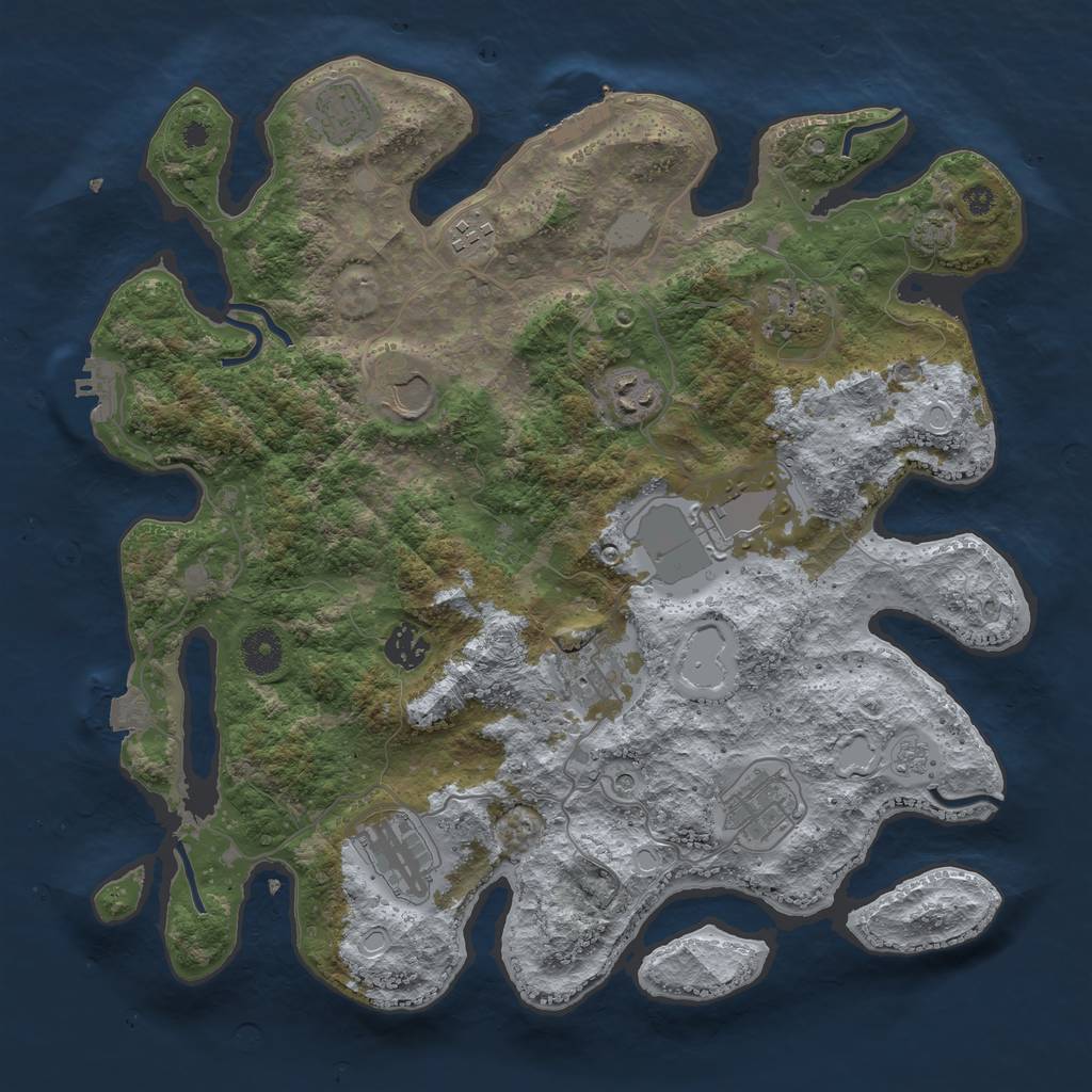 Rust Map: Procedural Map, Size: 3750, Seed: 64290714, 18 Monuments