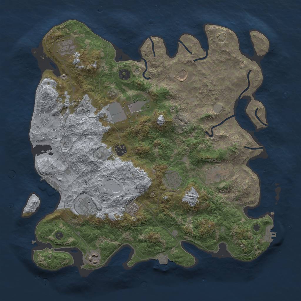 Rust Map: Procedural Map, Size: 3900, Seed: 42999731, 18 Monuments