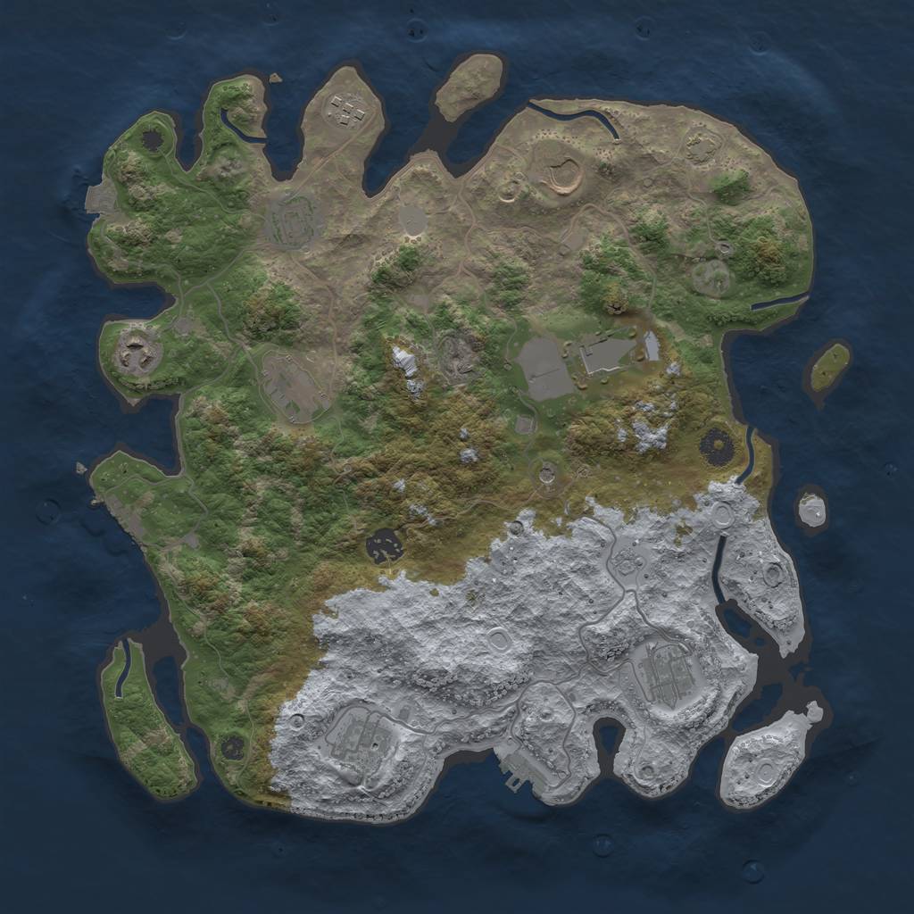 Rust Map: Procedural Map, Size: 3850, Seed: 60193401, 17 Monuments