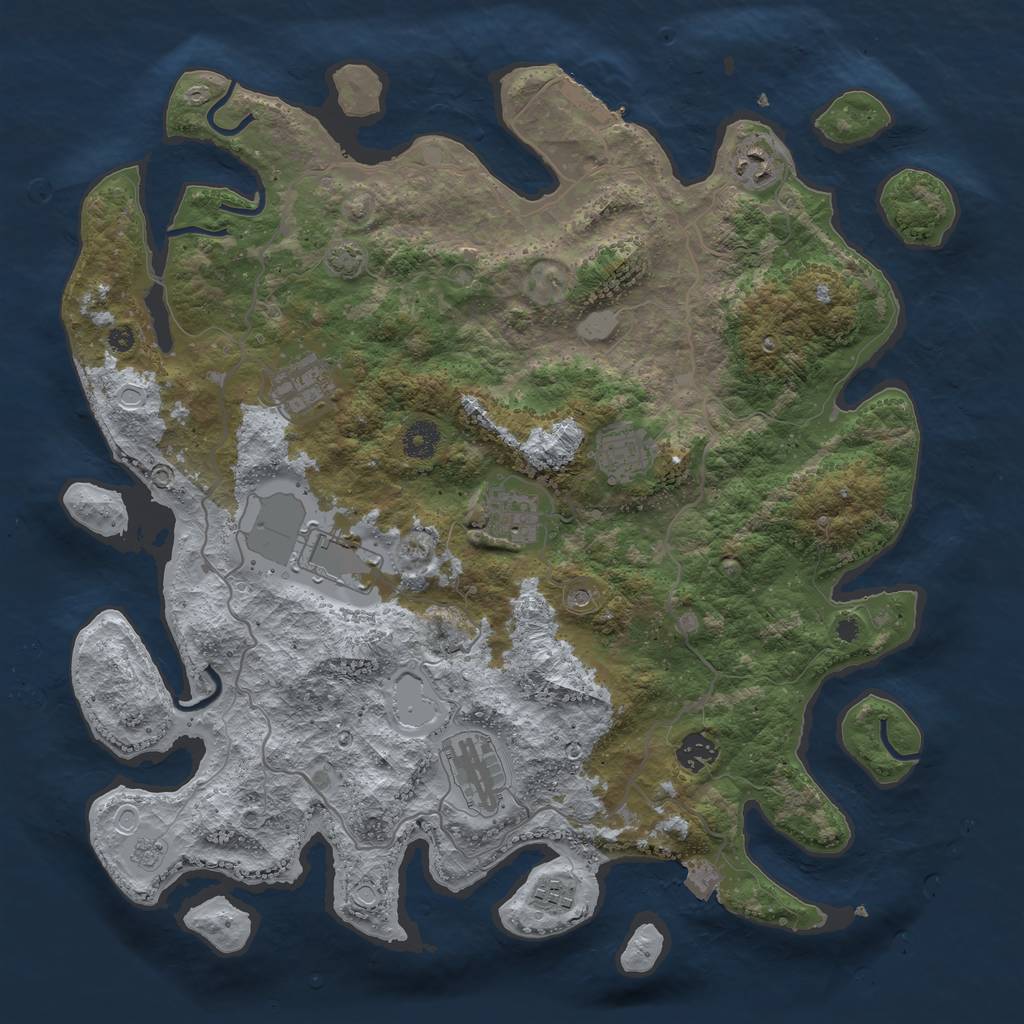 Rust Map: Procedural Map, Size: 4000, Seed: 30958192, 15 Monuments