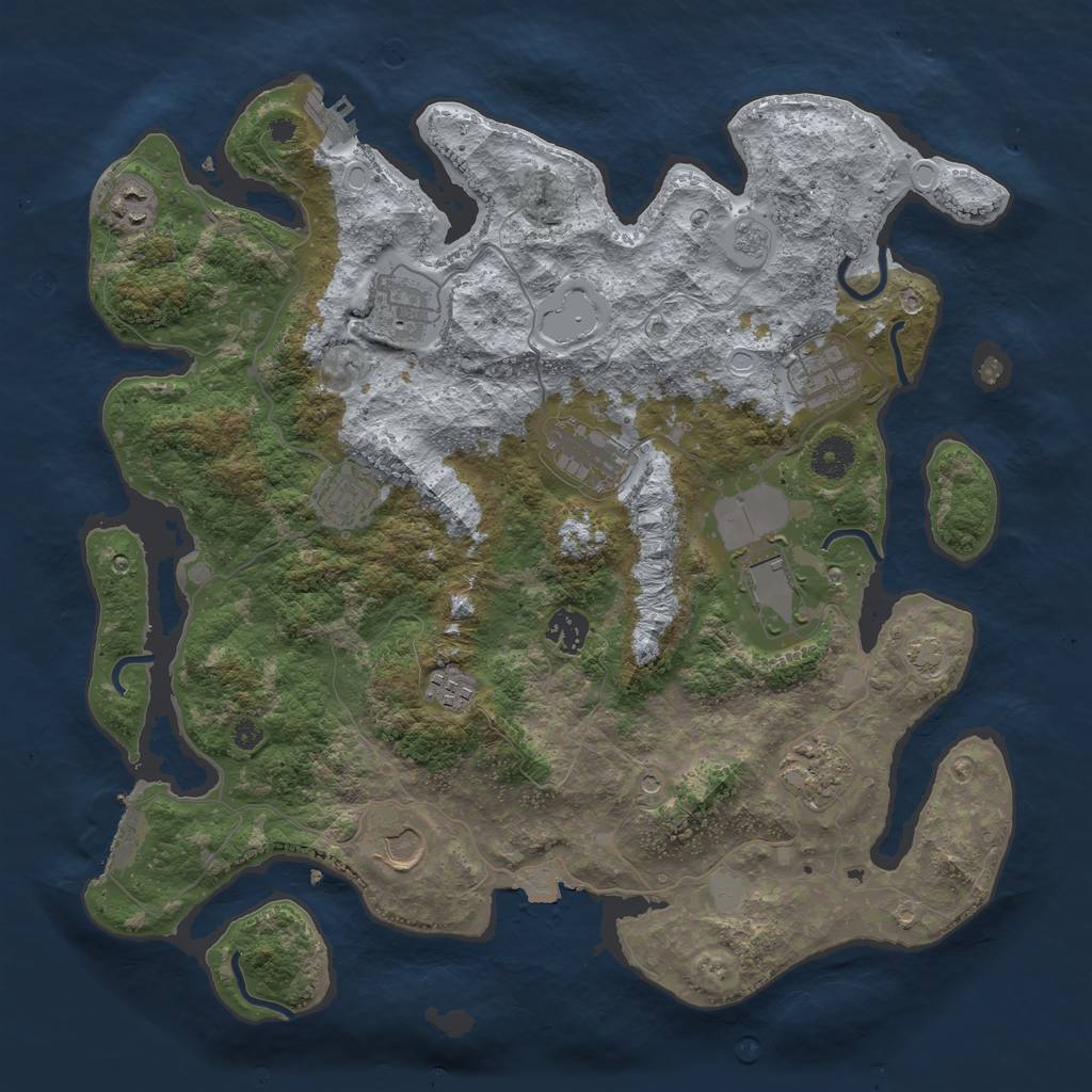 Rust Map: Procedural Map, Size: 3850, Seed: 3729688, 18 Monuments