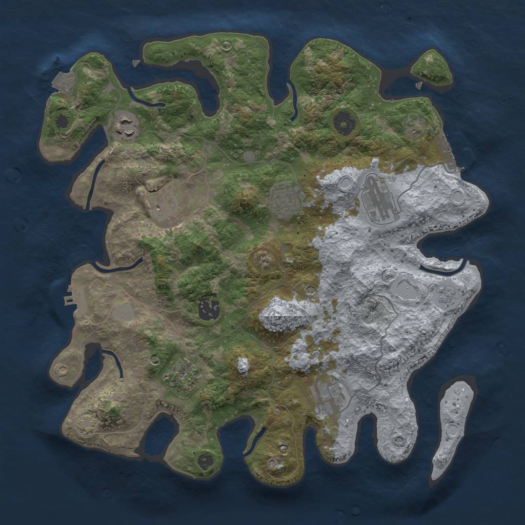 Rust Map: Procedural Map, Size: 3450, Seed: 3997209, 15 Monuments