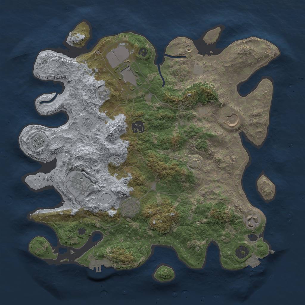 Rust Map: Procedural Map, Size: 3500, Seed: 58500042, 14 Monuments