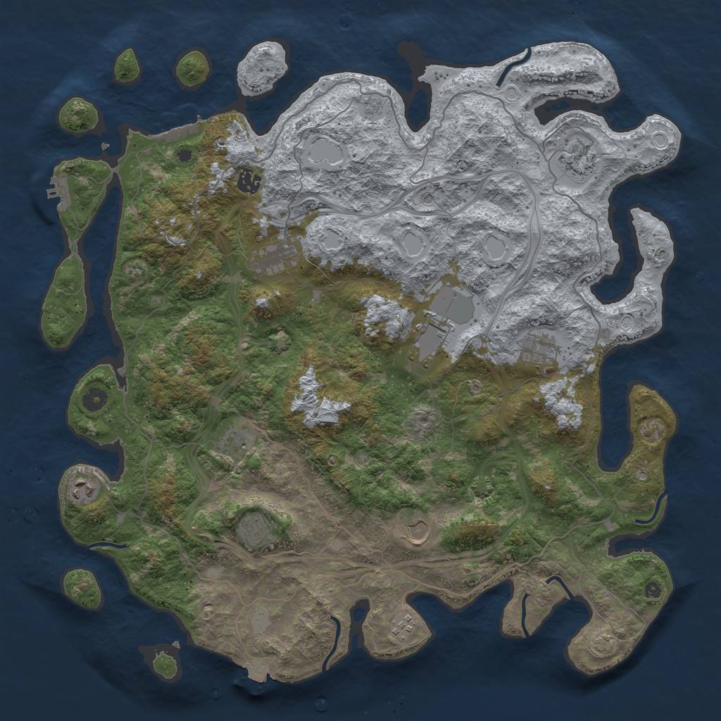 Rust Map: Procedural Map, Size: 4500, Seed: 594429757, 18 Monuments