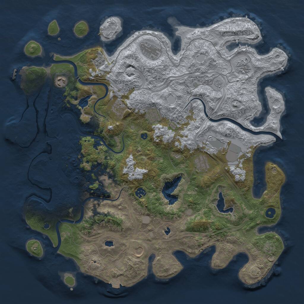 Rust Map: Procedural Map, Size: 4500, Seed: 594429757, 17 Monuments
