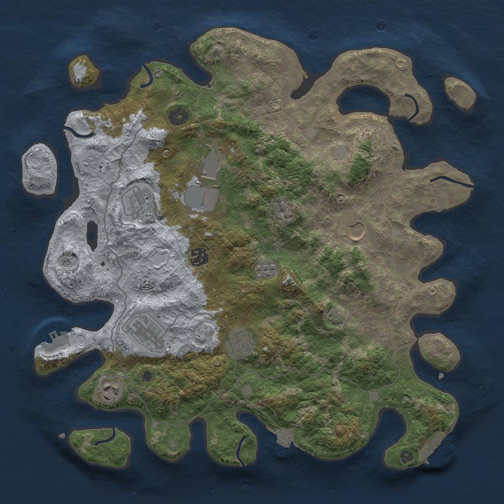 Rust Map: Procedural Map, Size: 4000, Seed: 1138334591, 16 Monuments
