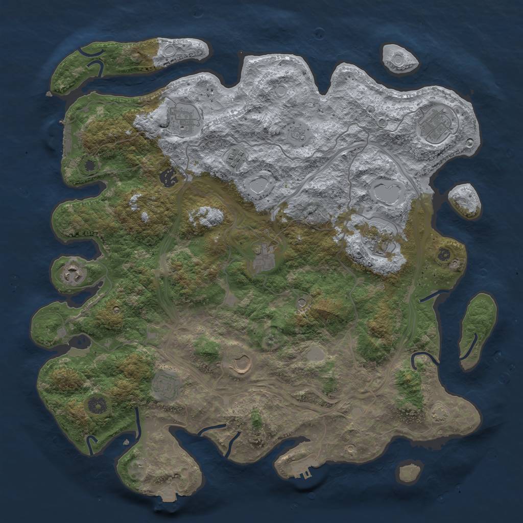 Rust Map: Procedural Map, Size: 4250, Seed: 43191078, 17 Monuments