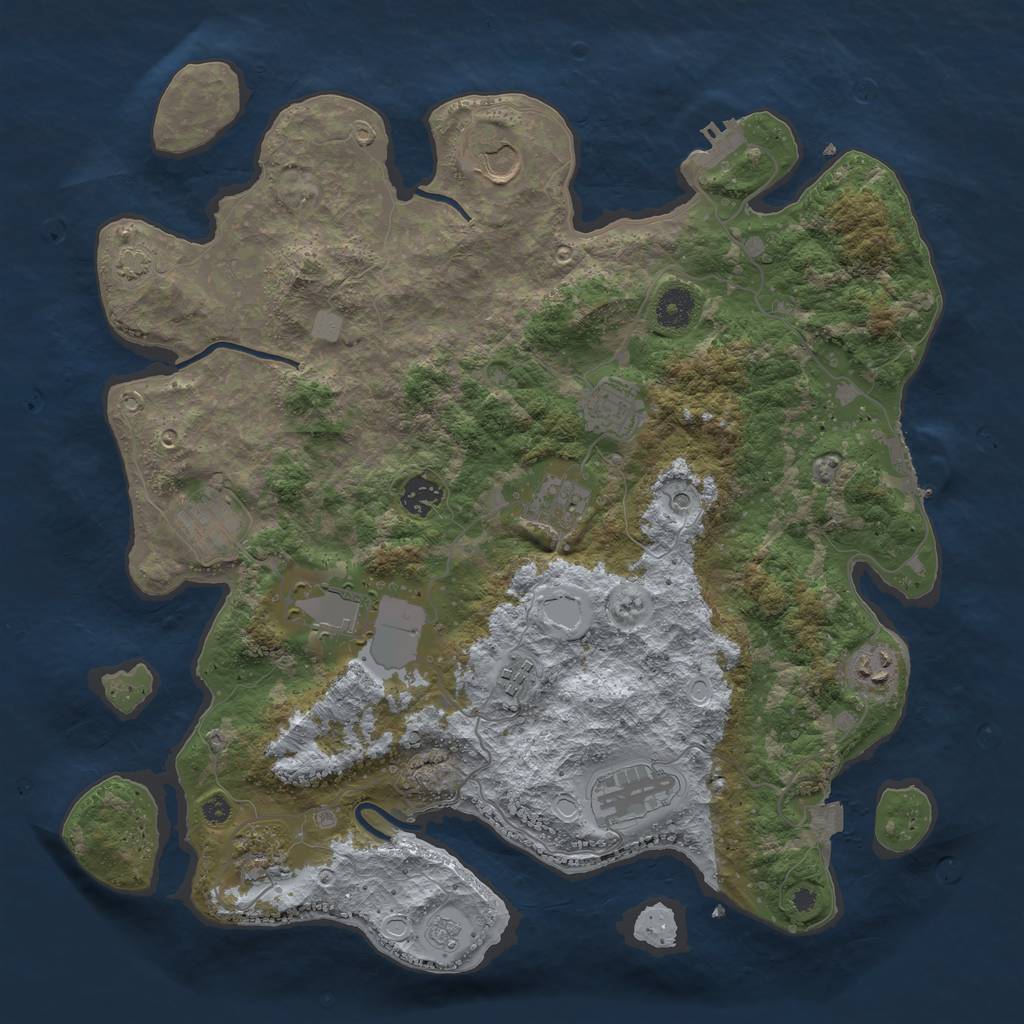 Rust Map: Procedural Map, Size: 3900, Seed: 59902035, 18 Monuments
